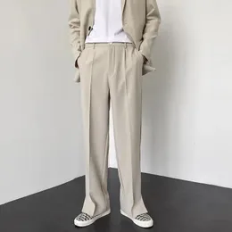Uomini pantaloni casual dritti 2023 in stile estivo in stile coreano Personalità a fessura larga pantaloni blazer streetwear maschio 240415