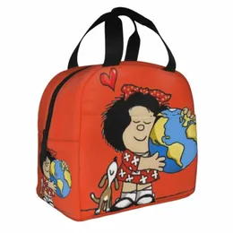 Mafalda The World i jej szczeniaki izolowane torby na lunch Męk termiczny Ctainer Portable Tote Lunch Box Torebki na zewnątrz F2GF#