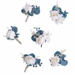 الرجال boutniere butthole Rose Brooch Bride Wedding Corsage Bracelet Groom Ceremy Fr Party Meeting Decor P12S#