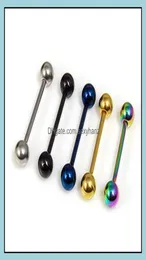 Anelli per lingua gioielli per il corpo 316L Piercing in acciaio inossidabile per le donne per piercing a sfera di metallo lucido bar carino dzrse9447005