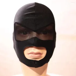 Festförsörjning vuxna svarta huva masker mesh ögonbindel öppen mun huvudbonad full ansiktsmask för rollspel spel cosplay klubb kostym rekvisit