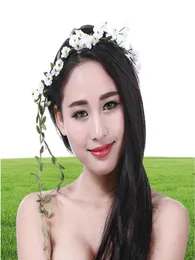 Nowe dziesiątki akcesoria do włosów ślub biały kwiatowy głowa Garland Bohemian Beach Band Boho Girl Floral Crown7057880