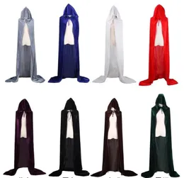 Unisex Full Length Hooded Robe Cloak Long Velvet Cape Halloween Christmas Fancy Capes Cosplay Death Wizard Witch Prince Princess C7475327
