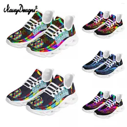 Sapatos casuais NoisyDesigns 2024 Mulheres tênis brancos Mesh Mesh Autismo Padrão do verão respirável confortável zapatos