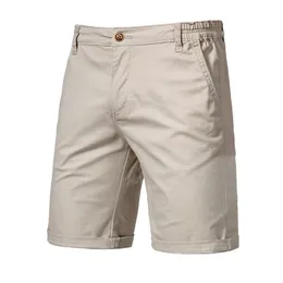 Sommar 100% bomullsfast shorts män högkvalitativ avslappnad affär social elastisk midja män shorts 10 färger strand shorts 240412
