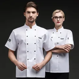 Shortsleeved Chef Workkläder för män och kvinnor El Canteen Back Kitchen Breattable Mesh Uniform LongSleeved 240412