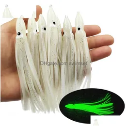 Luminous Squid Skirts Soft Lure Pesca 5Cm/9Cm/11Cm Night Fishing Octopus Glow Rubber Artificial Bait For Tuna Sai Drop Delivery Dhe0I