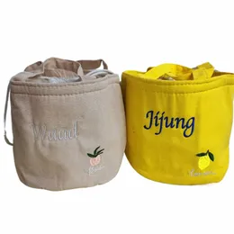 persalized Embroidered Name Insulati Bag Candy Color Student Lunch Box Bag Custom Name Women's Handbag Fruit Storage Bag a9Fi#