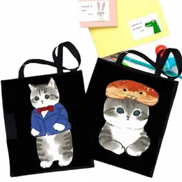 Cat Tote Shop Bag Jute Bag Bolsa Shopper Bolso Shop Handbag Bag Tote Återanvändbar net Ecobag Cabas Foldbar Shop O0KP#