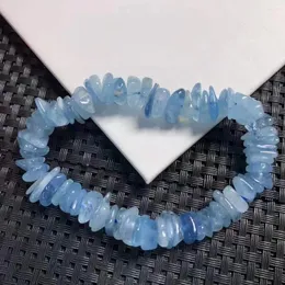 Link Bracelets Natural Aquâmeros Aquamarine Pedra Liberdade Bracelete Jóias Cura Chakra Cristal Ano Presents 1pcs
