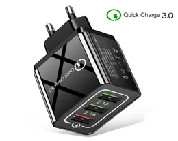 USB -väggladdare QC 30 Snabbladdning 1 Port och 3 portar US EU Plug Fast Charging 31A Mobiltelefon Adaptor3700769