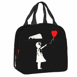 Banksy Ballo Girl Print Thermal Insulated Lunch Bag Women Kids Portable Lunch Box for Work School Travel Picnic Food Tote Bags R8T6＃