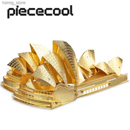 Puzzle 3D Piececool 3D Puzzle Metal Sydney Opera House Toys Fai -te Model Building Kits Oftare per adulto Y240415