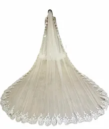 Bianco avorio da 4 metri LG Full Edge Lace Velio da sposa un velo da sposa in tulle a strato con pettine Accories Veu Velo Noiva T7KE#