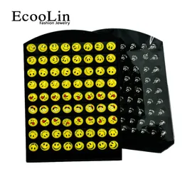 72Pcs Hot Sale Emoticon Resin Pattern Stainless Steel Stud Earrings For Women Men Jewelry Bulk Sets Free Shipping RL0834217414