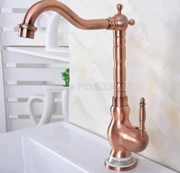 Mutfak Muslukları Musluk Antika Kırmızı Bakır Banyo 360 Döner Havza Lavabo Mikseri TNF643