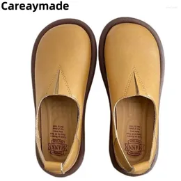 Повседневная обувь CareaMade-British Подлинная кожаная женщина с плоской плоской палочкой для мелководья комфортные женщины одинокие
