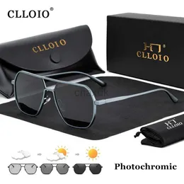 Okulary przeciwsłoneczne Clloio Nowa moda aluminiowa fotochromowe okulary przeciwsłoneczne mężczyźni kobiety spolaryzowane okulary przeciwsłoneczne Chameleon Anti-Blare Driving Oculos de Sol 24416