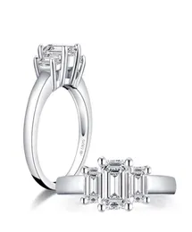 Anelli a grappolo Real 925 Gioielli ad anello argento solido 5x7 mm taglio smeraldo Diamond moissanite simulato per donna Wedding Fine regalo 8117833