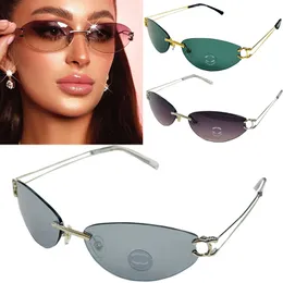 Womens Luxury Pilot Sunglasses High Quality Metal Frame Decorative Mirror Designer Crystal Letter Lenses with Original Glasses Case CH4049S