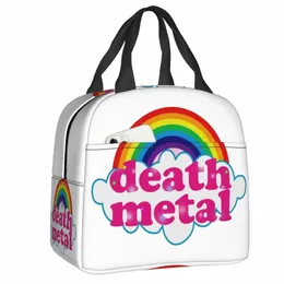 rainbow Rock Music Death Metal Lunch Bag Cooler Warm Insulated Lunch Box for Women Children School Work Picnic Food Tote Bags h3UN#