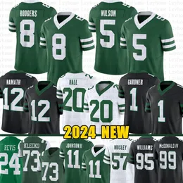 2024 Aaron Rodgers Garrett Wilson Football Trikot Ahmad Sauce Gardner Breece Hall Quinnen Williams Joe Klecko Mosley Jermaine Johnson II Tyron Smith Haason Reddick