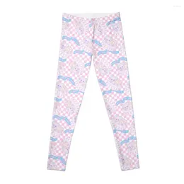 Aktive Hosen Kopie des Geburtstagskuchenmusters Rosa karierte Leggings für Fitness Golf Wear Gymnasten Kleidung Frauen Frauen