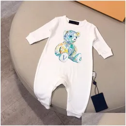 Rompers v Luxury Designer Baby Newborn Set New Born Jumpsuits Brand Girls Kläder Romper Overalls Jumpsuit Kids Bodysuit för Dro OT8or
