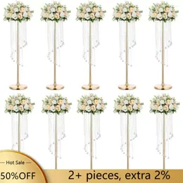 Vasen 10 Stcs 35,4 Zoll hohe Vase Goldkristallblume für Hochzeitenzimmer Dekor Elegante Dekorationen Fracht frei