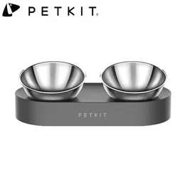 Petkit Pet Bowl Besleme Bulakları Ayarlanabilir Çift Besleyici Kaseler Su Kupası Kedi Kaseleri İçme Kasesi Plastik / Paslanmaz Çelik 240407