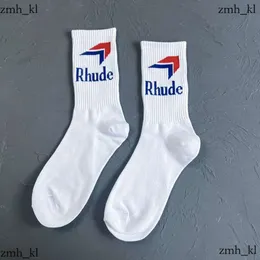 Rhude Socks Men Socks Calcetines Women Designer Luxury High Quality Pure Cotton Comfort Brand Representativ deodorisering Absorb Sweat Stockings Black 837