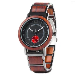 Wristwatches Mens Wooden Watches Lightweight Luxury Stainless Steel Wood Watch For Men Quartz