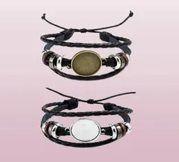 Verkauf Schmuck DIY Multi -Layer Leder Armbänder Bankachel Blanker Basis 20mm rund Po -Glas Cabochon Einstellung Lünette Tablett Jüd 9393210