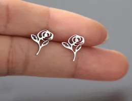 Everfast New Arrival Love Rose Flower Earring Minimalistic Stainless Steel Earrings Studs Fashion Ear Jewelry For Women Girls T1047785631