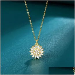 Navel & Bell Button Rings Fashion Rotating Sunflower Necklace Give Creativity 360 Non Stop Pendant Flower Banquet Wedding Jewelry Gif Dhj20