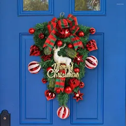 Fiori decorativi Fronte Fronte Fronte Giove di Natale ghirlande festive interne Lettera Elk Sign Plaid Bowknot Ball riutilizzabile