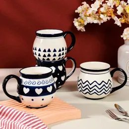 Tazze a mano disegnata in stile tazza rotonda pancia con manico di socca marchio Amazon cross-border tazza di colore in ceramica