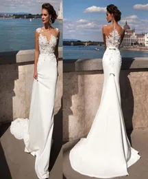 Suknie ślubne na plaży z odłączonym szyfonem Iluzja Tiulowy koronkowy koronkowy bez rękawów suknia ślubna Vestido de noiva C7558041