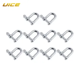 Ringe 10pcs 316 Edelstahlhärten Carabiner D Bug Häppchenverschluss für den Schlüsselringschlüsselketten -Hakenverbindungsanschluss Boat