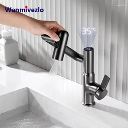 Bathroom Sink Faucets Smart Display Basin Faucet Multi-function Stream Sprayer 360 Rotation Cold Water Mixer Wash Tap For