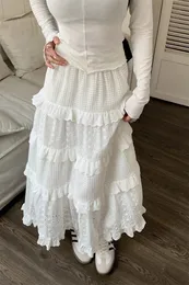 Women Multilayer Ruffles Tiulle Spódnica plisowana wysoka talia puszysta maxi bajki ciasto sukienka długa impreza tutu 240416