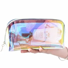 Laser kosmetisk väska ins stil koreansk kosmetik halvcirkelresa med väska bärbar klimpformad transparent w väska l84r#