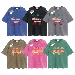 T-shirt designer maschile Summer Gu Shirts Brand Luxury Brand Vintage Retro Lavato Mens Domande Womens Short Hip Hop Streetwear Tops Shorts Abbigliamento Abbigliamento G-78