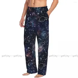 Menas de dormir para homens de sono sono de fundo masculino calças de lounge masculino de pijama de pijama de céu estrelado