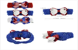 Baby Girls Hair Bows Cotton Cotton Faction Three Layers Bow Knot Hair Assories for Girls Independence Day Stars Red Striped H8904752