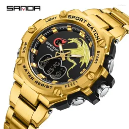 Orologi da polso sanda marchio maschile orologio fitness sports orologio dual display uomini digitali analogici orologi militari colorati impermeabili