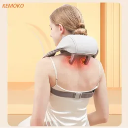 5d Shiatsu Neck and Back Massager 진정 열 무선 전기 딥 티슈 반죽 마사지 베개 어깨 다리 바디 240416