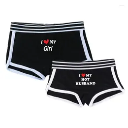 Underpants Ich liebe mein Mädchen sexy Baumwollunterwäsche für Paare Frauen Männer Boxer Shorts Homme Dessous weibliche Höschen unterpackend