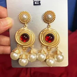 Lüks Dubai Takı Vintage İnci Tassel Küpe Partisi Kadınlar Yuvarlak Geo Beyan Kolye Aksesuarları Brinco