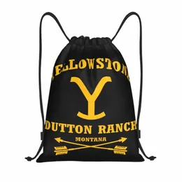 custom Yellowste Dutt Ranch Drawstring Bag for Training Yoga Backpacks Women Men Sports Gym Sackpack D8O7#